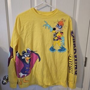 Disney Darkwing Duck Long Sleeve Shirt Men M Disneyland Resort AOP Double Side